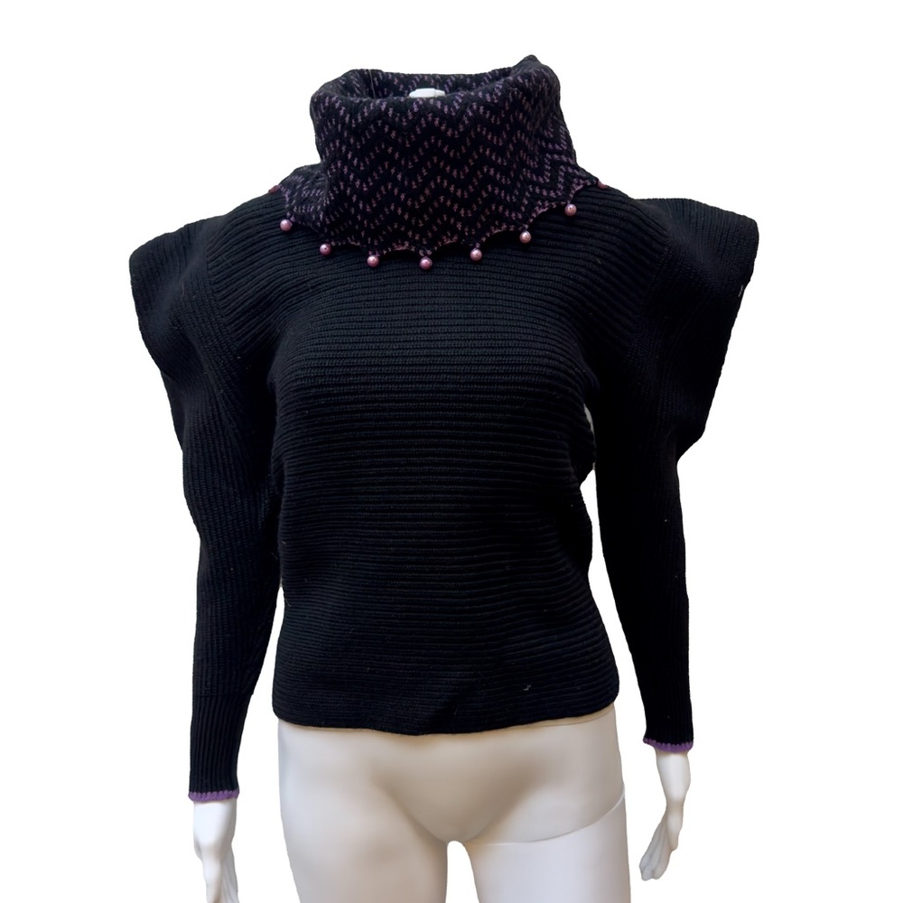 Vintage Zandra Rhodes Hand-Knit Wool Sweater | Size UK 12